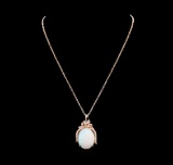 23.65 ctw Opal and Diamond Pendant With Chain - 14KT Rose Gold