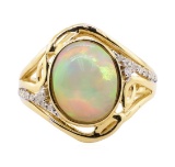3.12 ctw Opal and Diamond Ring - 14KT Yellow Gold
