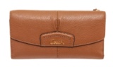Coach Brown Leather Ashley Checkbook Wallet