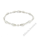 18kt White Gold 1.80 ctw Princess and Round Cut Diamond Fancy Link Chain Bracele