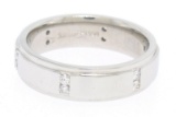 Men's Scott Kay Platinum .24 ctw Channel Diamond Solid Wide Wedding Band Ring