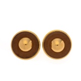 Hermes Gold Leather Clip-on Earrings