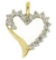 10K Solid Yellow Gold .50 ctw Partial Diamond Outlined Open Heart Pendant Charm
