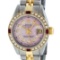 Rolex Ladies 2 Tone Ice Pink Diamond & Ruby Datejust Wristwatch