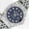 Rolex Ladies Stainless Blue Diamond Pyramid Diamond Datejust Wristwatch With Rol
