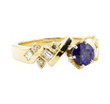 1.64 ctw Blue Sapphire And Diamond Ring - 14KT Yellow Gold