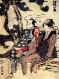 Hokusai - Traveling Couple