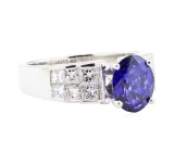 3.13 ctw Sapphire And Diamond Ring - 18KT White Gold