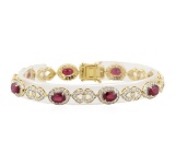 9.32 ctw Ruby and Diamond Bracelet - 14KT Yellow Gold