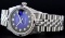 Rolex Mens Stainless Steel Blue Vignette Diamond & Sapphire Datejust Wristwatch