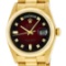 Rolex Mens 18K Yellow Gold Red Vignette Diamond Quickset President Wristwatch