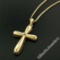 Italian 18kt Yellow Gold Round Diamond Polished Cross Pendant Necklace