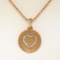 14K Rose Gold 0.13 ctw Diamond Open Heart Disc Pendant w/ 16