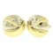 Italian 14K White & Yellow Gold Round Domed Textured Omega Button Earrings 13.9g