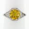 14k White Gold 1.80 ctw Fine Filigree & Milgrain Work Citrine Solitaire Ring