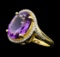 4.90 ctw Amethyst And Diamond Ring - 14KT Yellow Gold