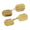 Art Deco 14kt Yellow Gold Grooved Dual Rectangular Panel Cuff Links