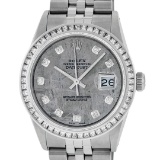 Rolex Mens SS Meteorite Diamond Princess Cut 36MM Datejust Oyster Perpetual Wris