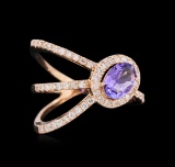 0.72 ctw Tanzanite and Diamond Ring - 14KT Rose Gold