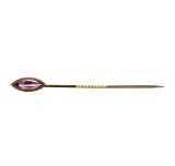 Purple Crystal Stick Pin - Yellow Gold Plated