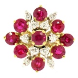 Designer 14k Two Tone Gold 2.60 ctw Vivid Blood Ruby & Diamond Cocktail Ring