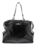 Celine Black Distressed Patent Leather Shoulder Handbag