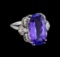 10.50 ctw Tanzanite and Diamond Ring - 14KT White Gold