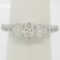 14k White Gold 1.50 ctw Oval 3 Stone Diamond Promise Engagement Ring w/ Accents