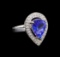 14KT White Gold 4.18 ctw Tanzanite and Diamond Ring