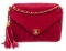 Chanel Red Suede Envelope Tassel Shoulder Bag