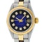 Rolex Ladies 2 Tone Blue Vignette Diamond Datejust Wristwatch