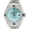 Rolex Ladies Stainless Steel Ice Blue Diamond 26MM Oyster Perpetaul Datejust