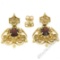 Vintage Victorian Revival 14K Yellow Gold 2.8 ctw Oval Garnet Open Dangle Earrin