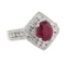 6.56 ctw Ruby and Diamond Ring - 14KT White Gold