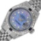 Rolex Ladies Stainless Steel Diamond Lugs Blue MOP String Diamond Datejust Wrist