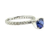 1.91 ctw Blue Sapphire and Diamond Ring - 14KT White Gold