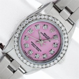 Rolex Oyster Perpetual Pink Diamond Bezel With Box & Booklets Serviced Polished