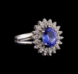 2.60 ctw Tanzanite and Diamond Ring - 14KT White Gold