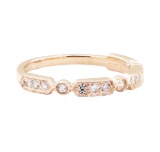 0.25 ctw Diamond Straight Line Station Ring with Milgrain Detailing - 14KT Rose