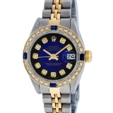 Rolex Ladies 2 Tone Blue Vignette Diamond & Sapphire Datejust Wristwatch