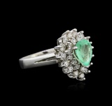 14KT White Gold 1.39 ctw Emerald and Diamond Ring