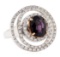 4.92 ctw Oval Mixed Lavender Spinel And Round Brilliant Cut Diamond Ring - 18KT