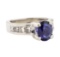 3.01 ctw Blue Sapphire And Diamond Ring - Platinum