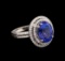 5.02 ctw Tanzanite and Diamond Ring - 14KT White Gold