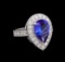 3.30 ctw Tanzanite and Diamond Ring - 14KT White Gold