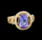 14KT Yellow Gold 3.43 ctw Tanzanite and Diamond Ring