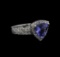 1.96 ctw Tanzanite and Diamond Ring - 14KT White Gold