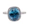 4.46 ctw Blue Zircon and Diamond Ring - 14KT White Gold