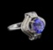 2.73 ctw Tanzanite and Diamond Ring - 18KT White Gold