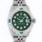 Rolex Ladies Stainless Steel Green Diamond & Emerald 26MM Datejust Wristwatch